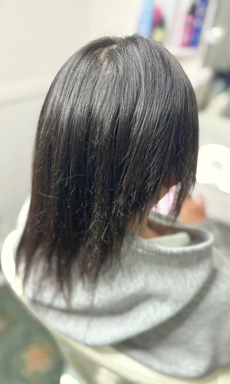 Before - Black keratin bonds transformation - sleek and natural