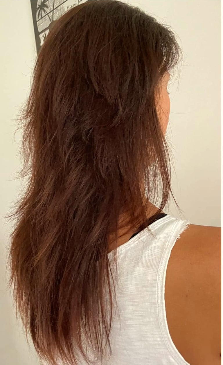 Before - Brown keratin bond transformation - added volume and length