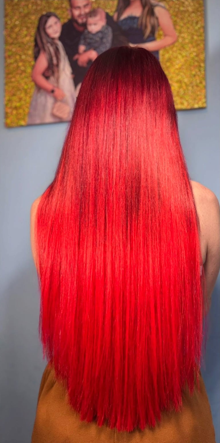 After - Amasing keratin bond transformation - vibrant red